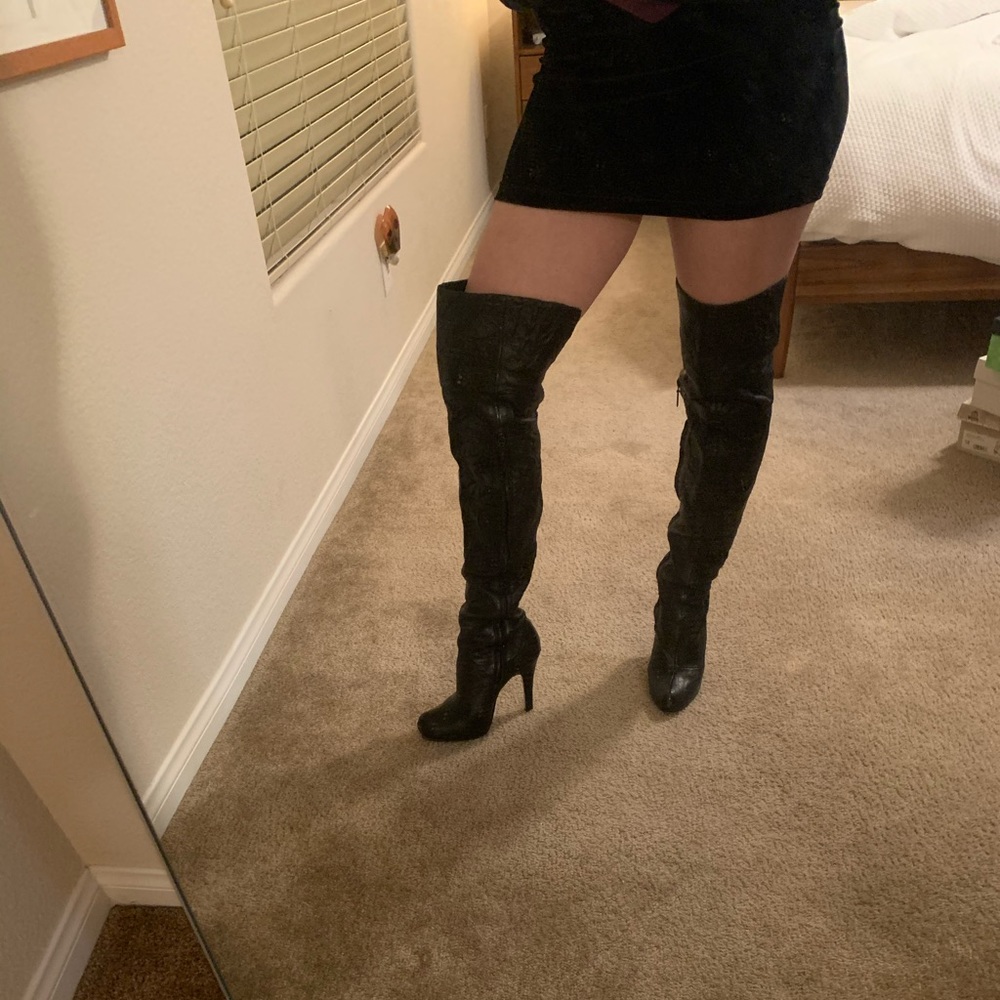 Thigh high leather boots